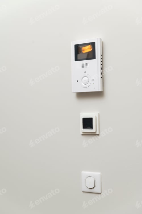 Preview: Intercom, Air Conditioning Control, Switches On The Wall In The Apartment, Free Space