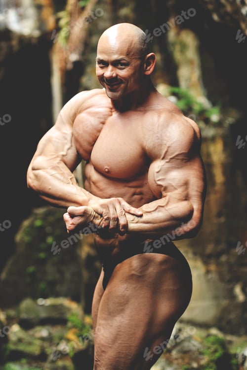 Preview: Strong Bodybuilder Posing Outdoor - Close Up