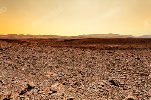 Preview: Rocky Hills Of The Negev Desert In Israel At Sunset. Breathtaking Landscape Of The Rock Formations