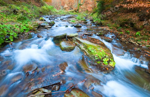 Preview: Rocky Stream, Running Through Autumn Mountain Forest