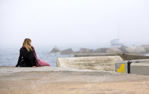 Preview: The Girl Who Looked At The Sea. Image Has A Bit Of Vintage Effect.