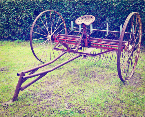 Preview: Old Winnowing Machine On The Green Grass, Instagram Effect