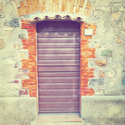 Preview: Door In A Brick Wall Of The Old Italian House, Instagram Effect