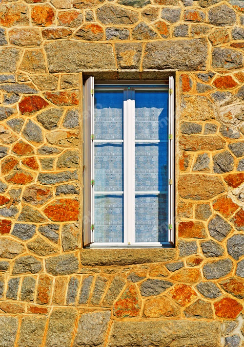 Preview: French Window With Open Wooden Shutter