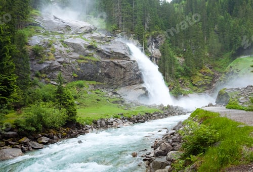 Preview: Alps Beautiful Mountain Waterfall Krimml (Austria, Tirol) Summer View