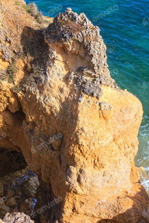 Preview: Summer Evening Atlantic Rocky Coast View With Limestone Cliffs, Albufeira, Algarve, Portugal.