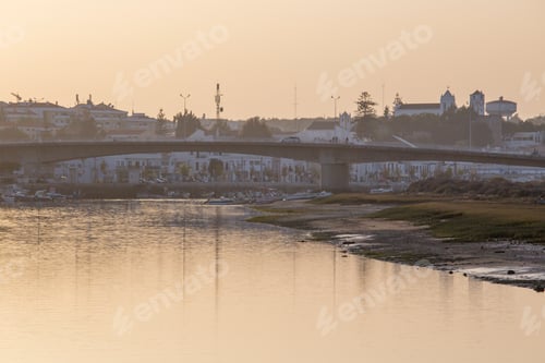 Preview: Sunset Landscape Over Gilao River In Tavira Algarve Portugal