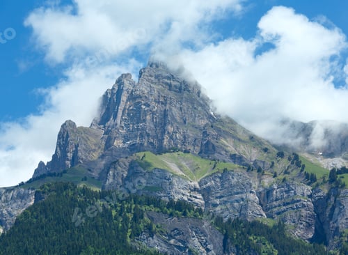 Preview: Mont Blanc Mountain Massif Summer View From Lake Passy (Chamonix, France).