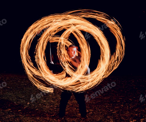 Preview: Fire Show. Fire Performance At The Night. Background