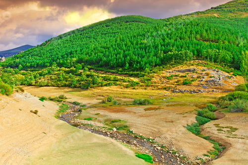 Preview: River On The Bottom Of Canyon In The Cantabrian Mountain, Sunset