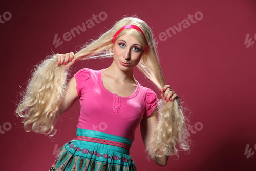Preview: Malvina Girl Dancing On A Pink Background