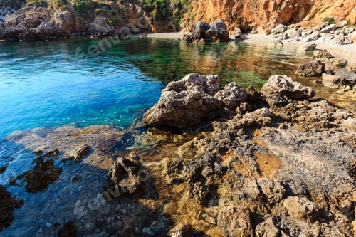 Preview: Paradise Sea Bay With Azure Water And Beach. View From Coastline Trail Of Zingaro Nature Reserve