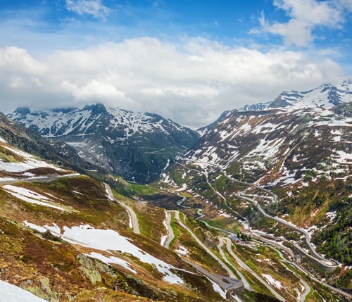 Preview: Summer Mountain Landscape With Serpentine Alpine Roads, Grimsel Pass, Switzerland.