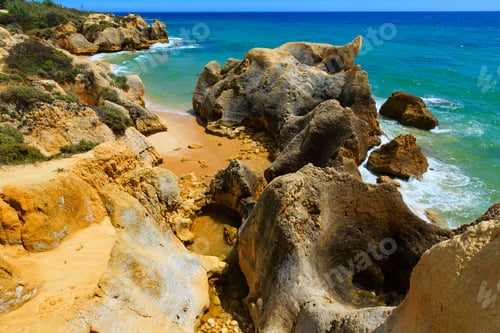Preview: Summer Atlantic Rocky Coast View (Albufeira Outskirts, Algarve, Portugal).