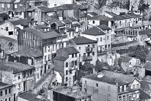 Preview: View To Historic Center City Of Porto In Portugal, Retro Image Filtered Style