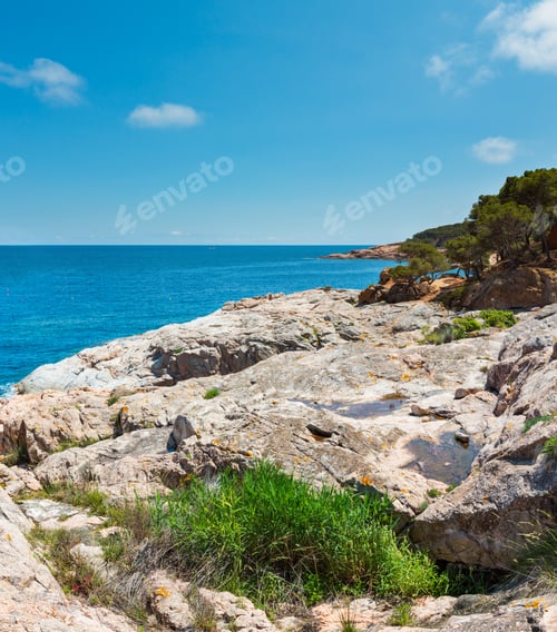 Preview: Mediterranean Sea Rocky Coast Summer View (Near Tamariu Bay), Costa Brava, Catalonia, Spain.