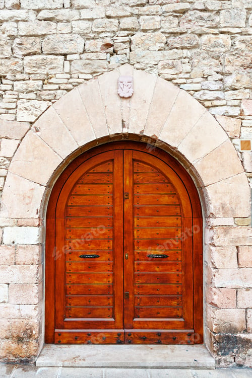 Preview: Wooden Ancient Spanish Door In Historic Center