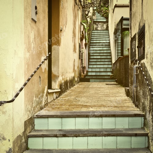 Preview: Narrow Alley With Stairs In Italian City Of Cetara, Instagram Effect