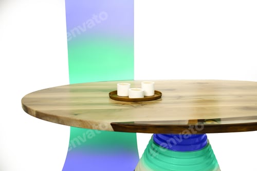 Preview: Retro Style Table With Vibrant Colors On A White Background With A Stripe Across