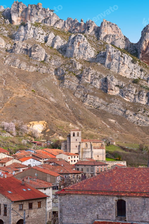 Preview: Typical Spanish Medieval City On The Background Of Rocky Mountains