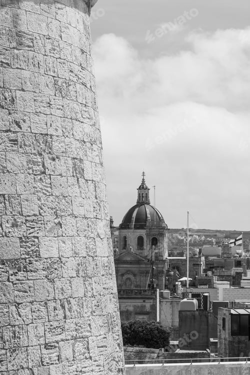 Preview: Victoria Also Known Among The Native Maltese As Rabat On Island Gozo. View From Citadel To Baroque
