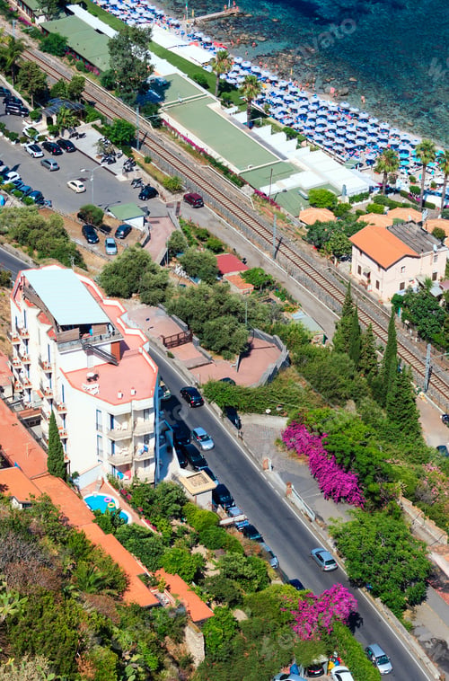 Preview: Taormina Town Coast Aerial View From "Stairs To Taormina" , Sicily, Italy
