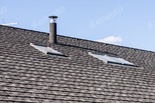 Preview: Tile Roof With Windows And Chimney