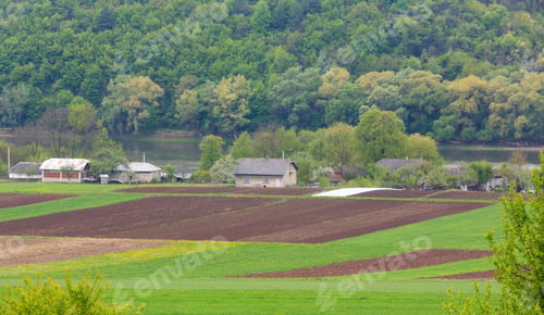 Preview: Top Picturesque View Of The Dnister River And Village On Coast. Spring, Ternopil Region, Ukraine