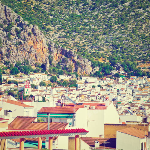 Preview: Bird'S Eye View On The Red Tiles Of The Spanish Town, Instagram Effect