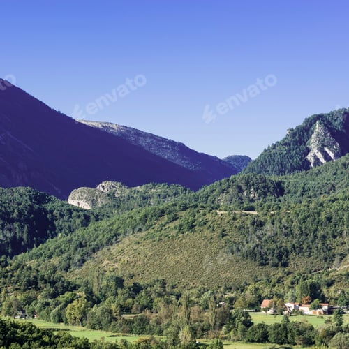 Preview: Alpine Landscape Of Alpes-De-Haute-Provence Department In Southeastern France. Neighborhoods Of A