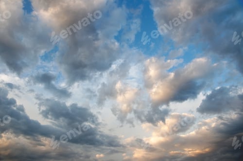 Preview: Summer Evening Sunset Sky With Clouds And Last Sun Rays