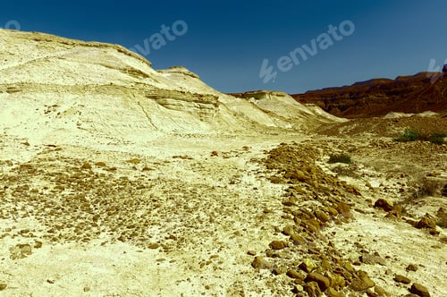 Preview: Dry Riverbed In The Judean Desert, Vintage Style Toned Picture