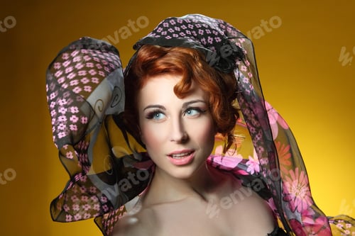 Preview: Wind And Red Shawl With A Beautiful Blonde