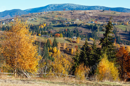 Preview: Morning Carpathian Mountains And Village Hamlets On Slopes (Yablunytsia Village And Pass