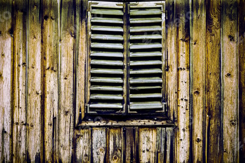 Preview: Traditional Austrian Woode House In Hallstatt. The Old Wood Is Blackened By The Dampness Of The