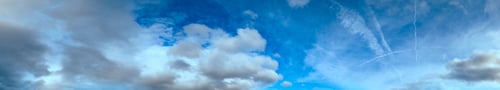 Preview: Fluffy Clouds In Bluet Sky Panoramic View. Climate, Environment And Good Weather Concept Sky