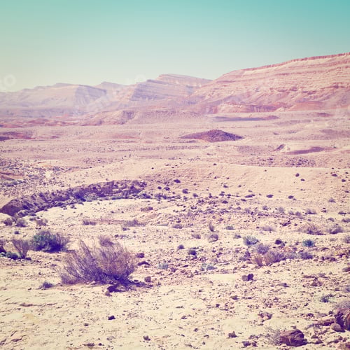 Preview: Canyon In The Judean Desert On The West Bank Of The Jordan River, Retro Effect