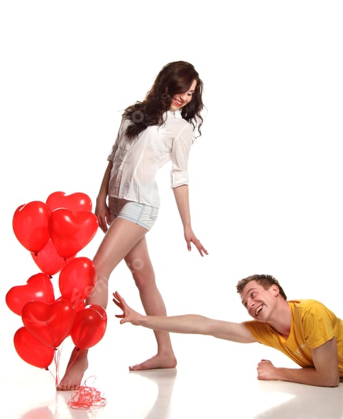 Preview: Boy And Girl With Red Balloon Hearts