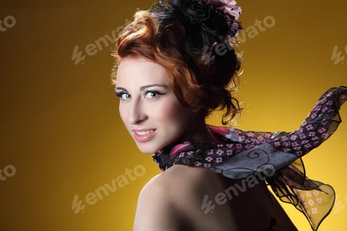 Preview: Beautiful Young Girl With Red Hair And Handkerchief