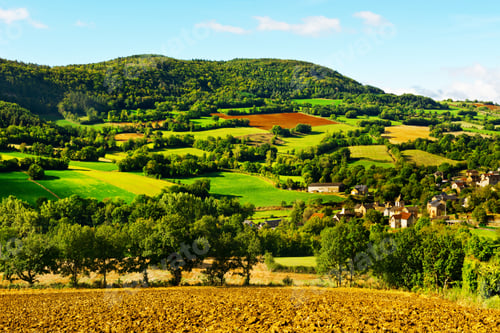Preview: Village Surrounded By Pasture And Plowed Fields In The French Limousen
