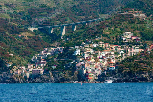 Preview: Summer Manarola View From Excursion Ship. One Of Five Famous Villages Of Cinque Terre National Park
