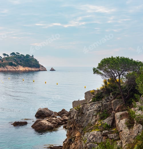 Preview: Summer Morning Sea Coast Landscape Near Palamos, Girona, Costa Brava, Spain.