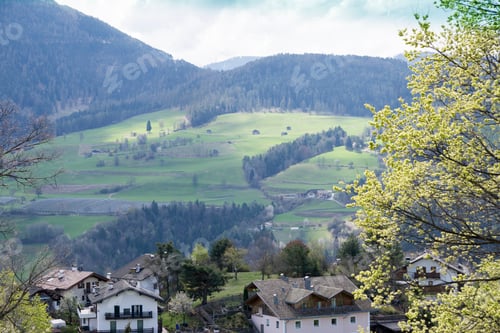 Preview: Fie Allo Sciliar Trentino Alto Adigio South Tirol Italy On April 2019: Panoramic View With