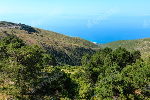 Preview: Adriatic Sea Summer Coast (Vlore Country, Albania). View From Mountain Pass.