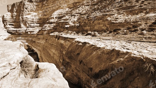 Preview: Canyon En Avedat Of The Negev Desert In Israel, Vintage Style Sepia