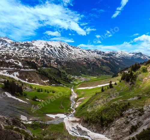 Preview: Summer Mountain Panorama From Holzbodentunnel Road (Warth, Vorarlberg, Austria).