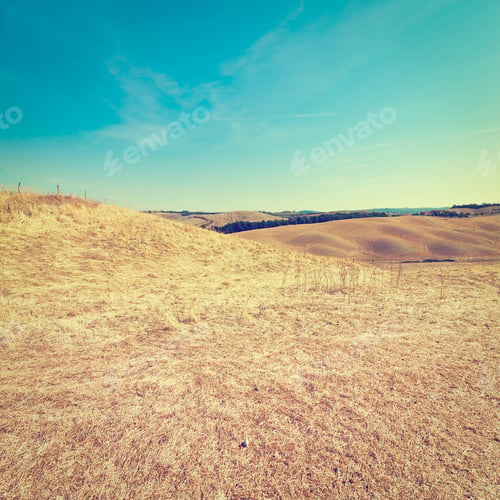 Preview: Sloping Hills Of Tuscany In The Autumn, Retro Effect