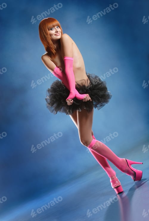 Preview: Beautiful Young Girl On A Blue Background