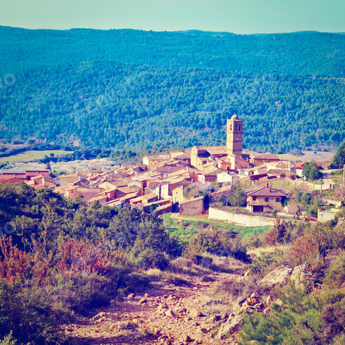 Preview: Spanish Medieval Town In The Pyrenees, Instagram Effect