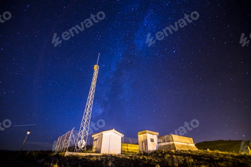 Preview: Communications Tower And Stars Nightscape In Valbona Spain
